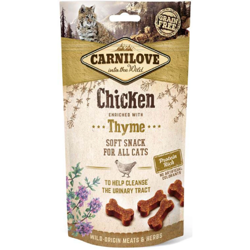 Recompense pentru pisici Carnilove Cat Semi-moist Pui si cimbru 50g