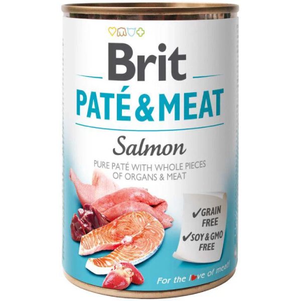 Hrana umeda pentru caini Brit Pate & Meat Somon 400g