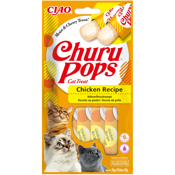 Recompense pentru pisici Churu Pops Baton moale Pui 4x15g - Animax