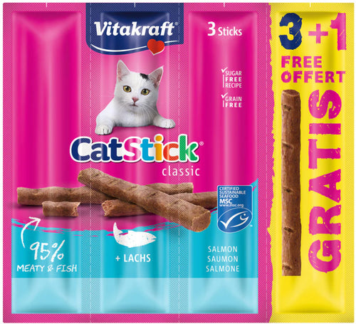 Recompense pentru pisici Vitakraft Cat Sticks, cu somon, 3+1 PROMO