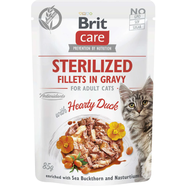 Hrana umeda pentru pisici Brit Care Grain Free Sterilized Fileuri in sos cu rata 85g - Animax