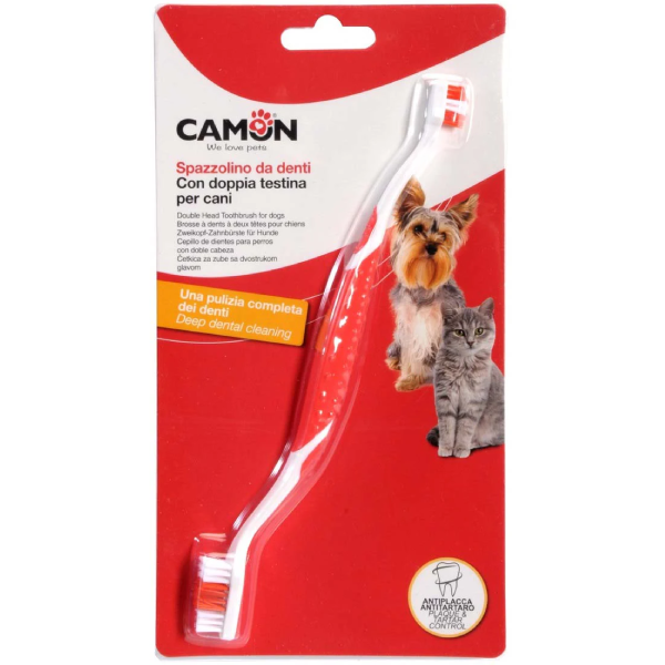 Periuta dubla de dinti pentru caini Camon CAM-B126