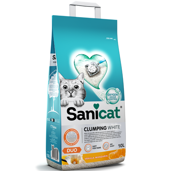 Nisip pentru litiera Sanicat Clumping White Duo 10L - Animax