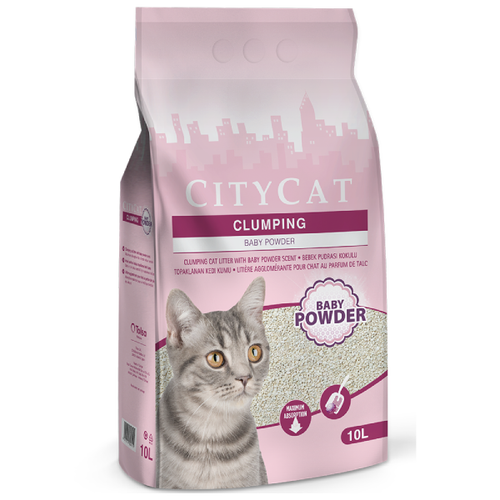 Nisip pentru litiera City Cat Clumping White Baby Powder 10L - Animax