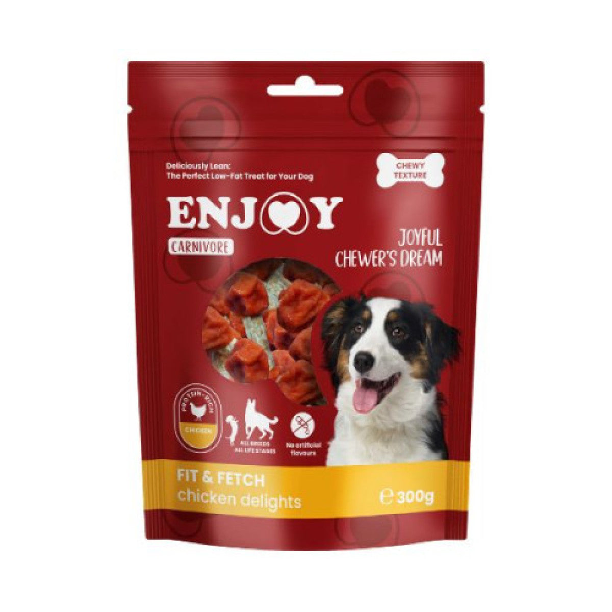 Recompense pentru caini Enjoy Carnivore Fit Fetch Chicken Delights 300g