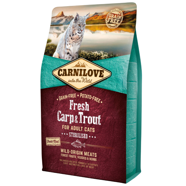 Hrana uscata pentru pisici Carnilove Fresh Sterilised Pastrav si Crap 2kg