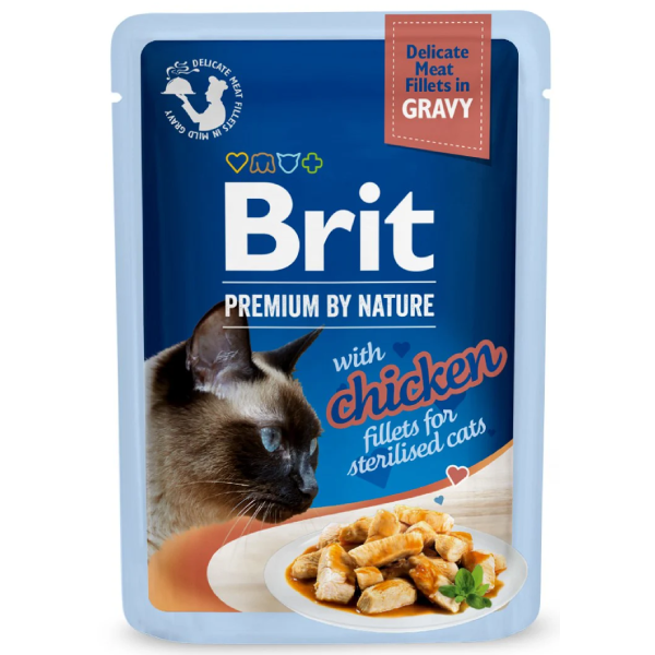 Hrana umeda pentru pisici Brit Premium Delicate Fileuri de pui in sos 85g