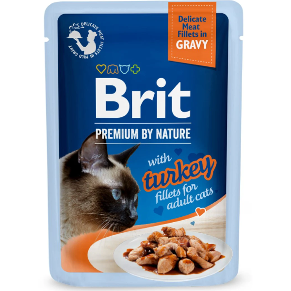Hrana umeda pentru pisici Brit Premium Delicate Fileuri de curcan in sos 85g