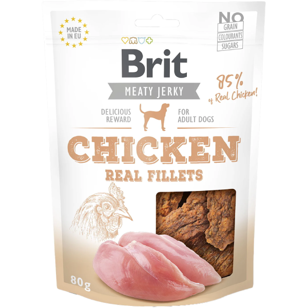 Recompensa pentru caini Brit Jerky File de pui 80g