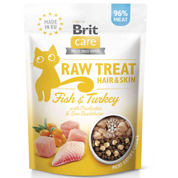 Recompense pentru pisici Brit Care Raw Treat Hair&Skin 40g