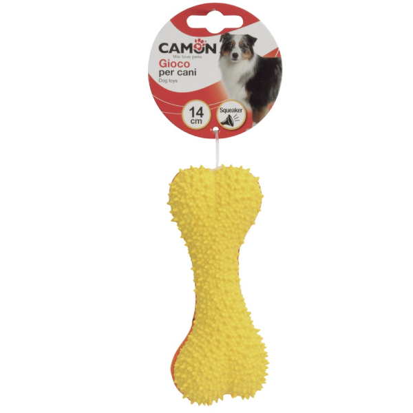 Jucarie pentru caini Camon CAM-AH214/A Os din latex si bumbac 14cm