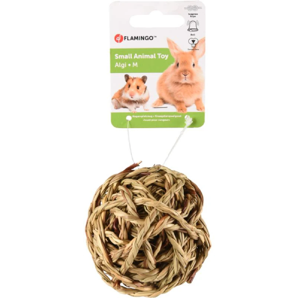 Jucarie pentru rozatoare Flamingo Ball+Bell Iarba de mare 5cm
