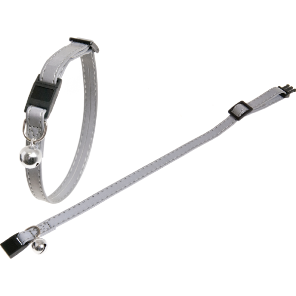 Zgarda reflectorizanta pentru pisici Flamingo Argintiu 30cmX10mm