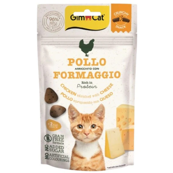 Recompense pentru pisici Gimcat Crunchy Pui cu branza 50g