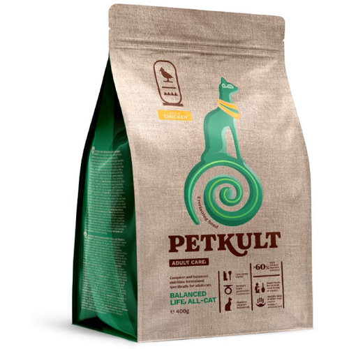 Hrana uscata pentru pisici Petkult Cat Adult Care Balanced Life Pui 400g