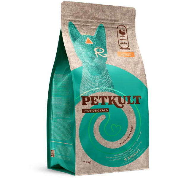 Hrana uscata pentru pisici Petkult Adult Cat Probiotics Exigent Fresh Curcan 2kg