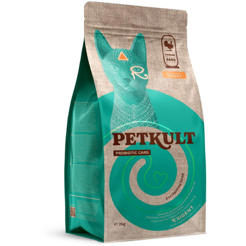 Hrana uscata pentru pisici Petkult Adult Cat Probiotics Exigent Fresh Curcan 2kg
