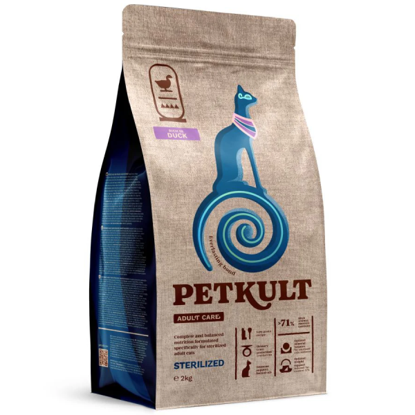 Hrana uscata pentru pisici Petkult Cat Adult Sterilized Rata 2kg