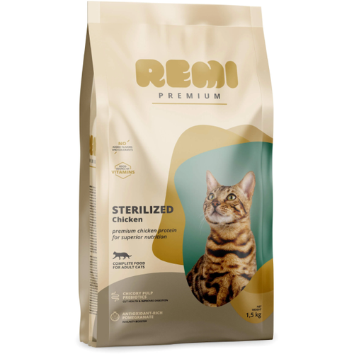 Hrana uscata pentru pisici Remi Premium Sterilized Pui 1.5kg