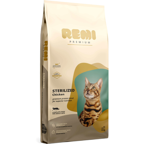 Hrana uscata pentru pisici Remi Premium Sterilized Pui 8kg