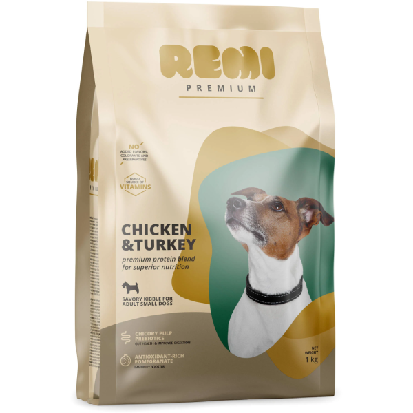 Hrana uscata pentru caini Remi Premium Small Pui si Curcan 1kg