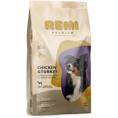 Hrana uscata pentru caini Remi Premium Medium Pui si Curcan 3kg