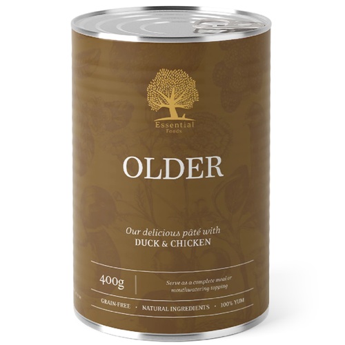 Hrana umeda pentru caini Essential Pate Older Rata si pui 400g