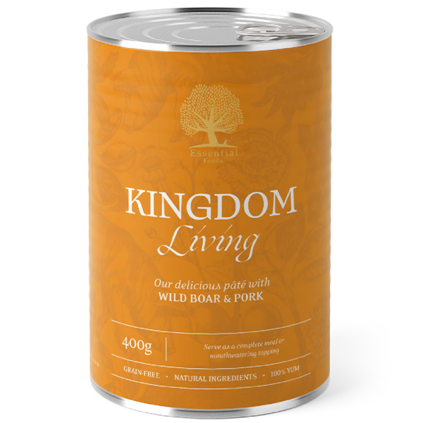Hrana umeda pentru caini Essential Pate Kingdom Living Mistret si porc 400g