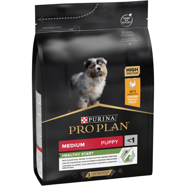 PRO PLAN® HEALTHY START Junior, bogat în pui, talie medie, hrană uscată pentru puii de câine, 3kg