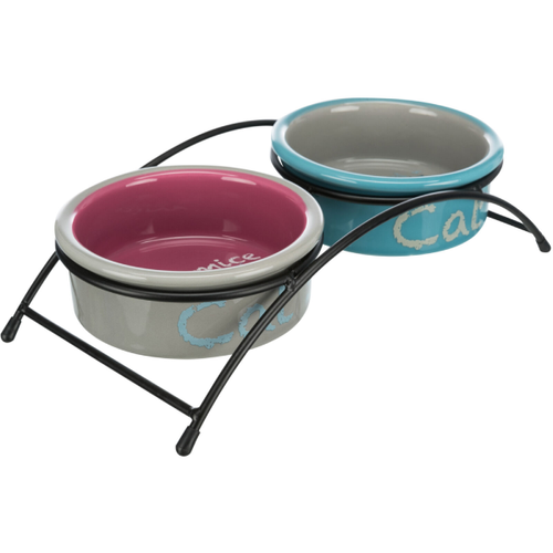 Set 2 castroane ceramice cu suport metalic Trixie 0.3 L 12 cm - Animax