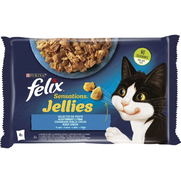 Hrana umeda pentru pisici Felix Sensations Somon si Pastrav 4x85g