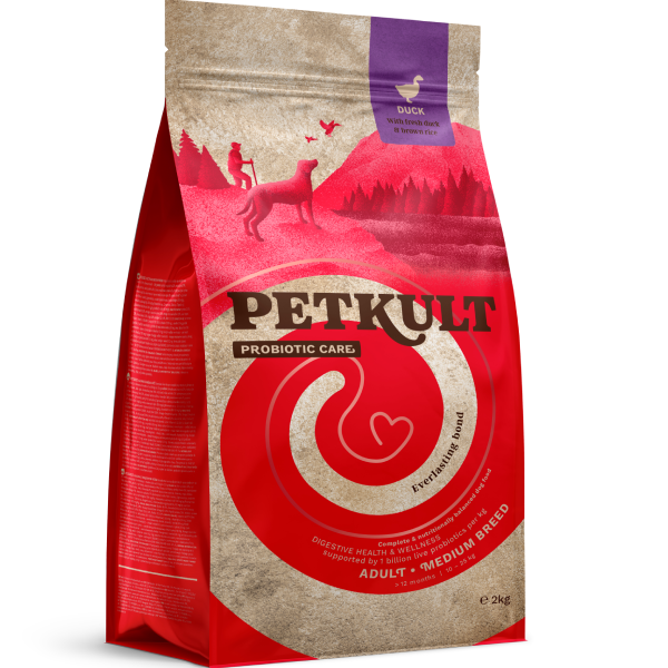 Hrana uscata pentru caini Petkult Probiotics Adult Talie Medie Rata 2kg - Animax
