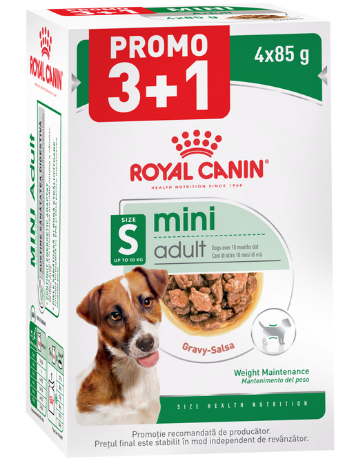 Hrana umeda pentru caini Royal Canin Mini Adult 4x85g PROMO 3+1