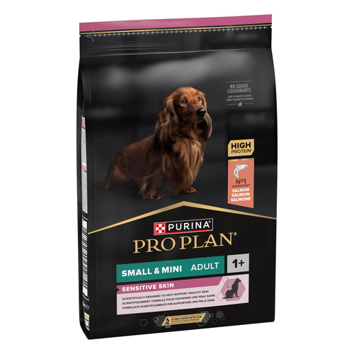 PRO PLAN® SENSITIVE SKIN Adult, bogat în somon, talie mică și foarte mică, hrană uscată pentru câini, 7kg