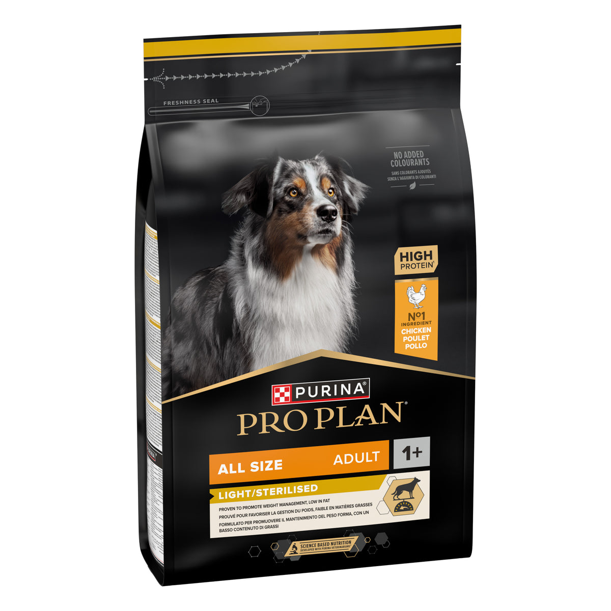 PRO PLAN® LIGHT / STERILISED Adult, bogat în pui, toate taliile, hrană uscată pentru câini, 3kg