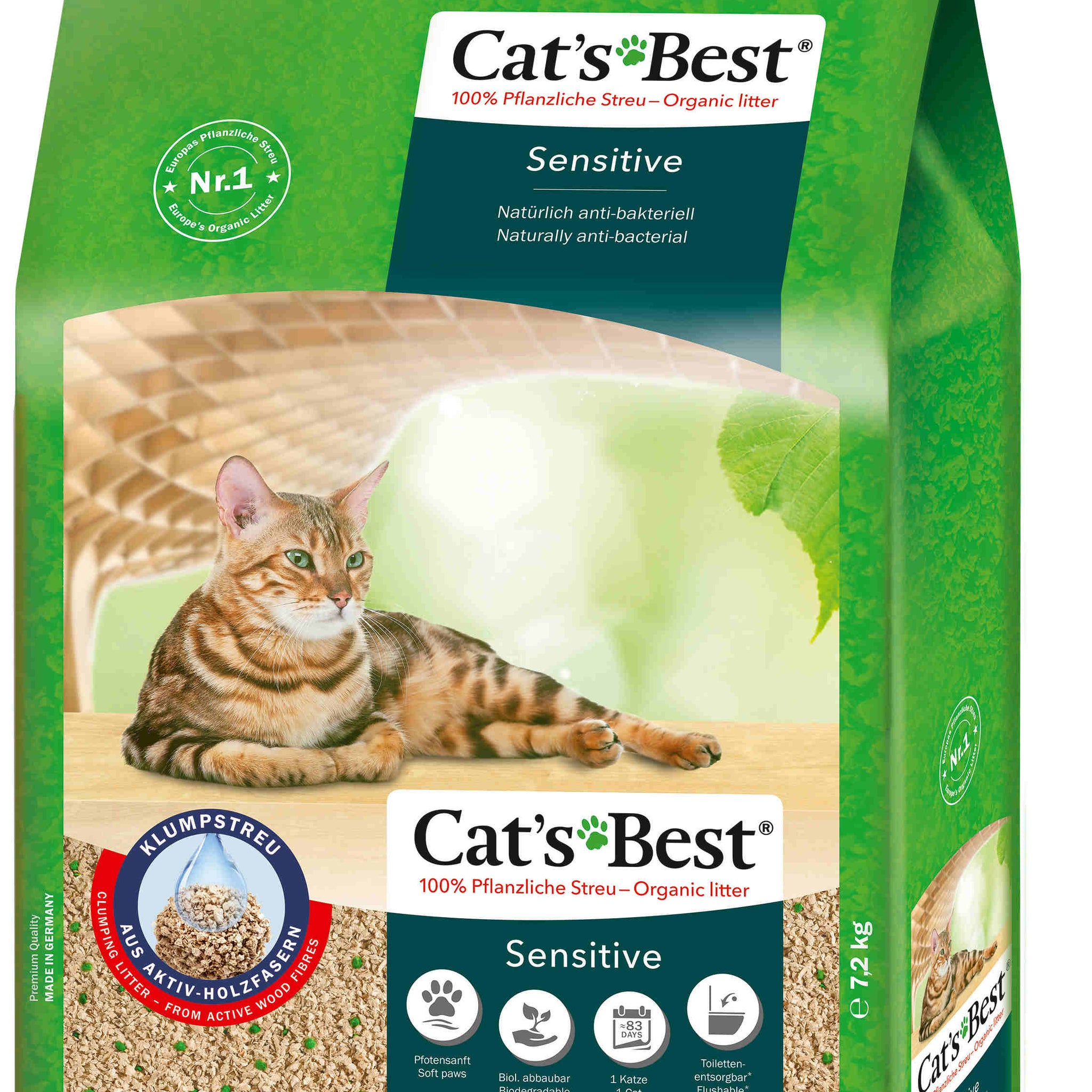 CAT'S BEST Sensitive Asternut vegetal pentru pisici 20L/7,2kg