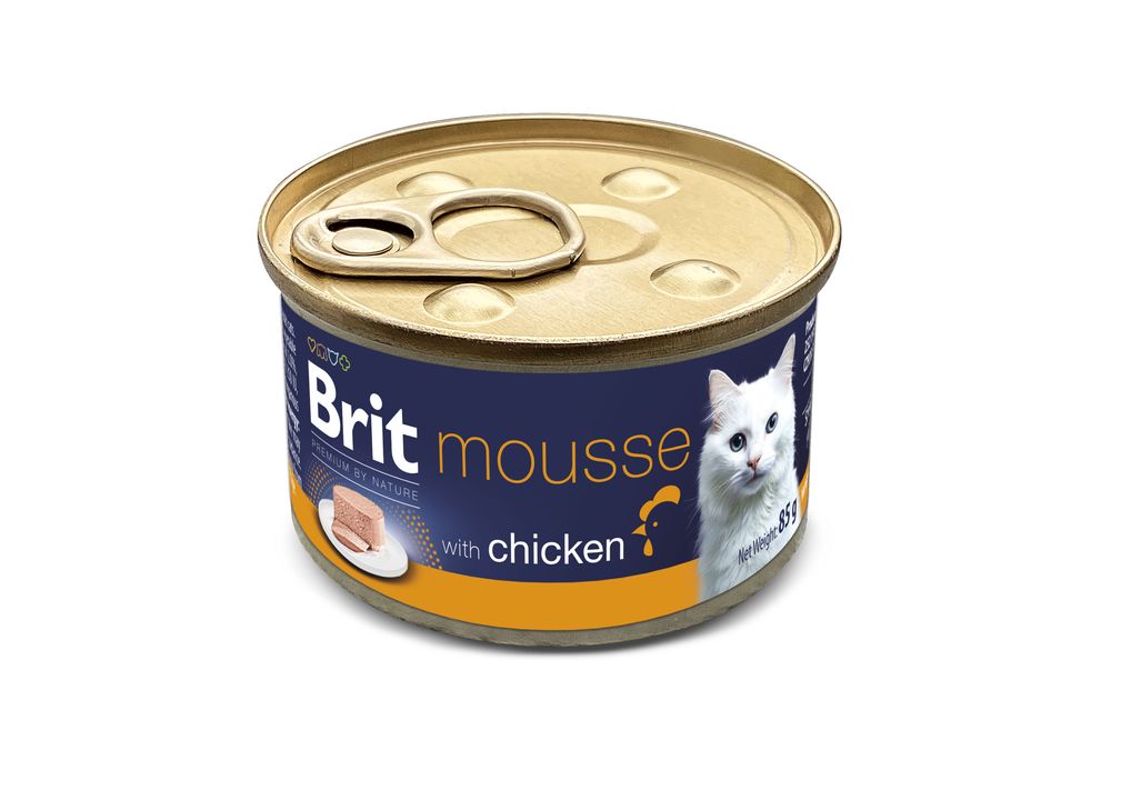 Hrană umedă pentru pisici Brit Premium By Nature, mousse cu pui, 85g