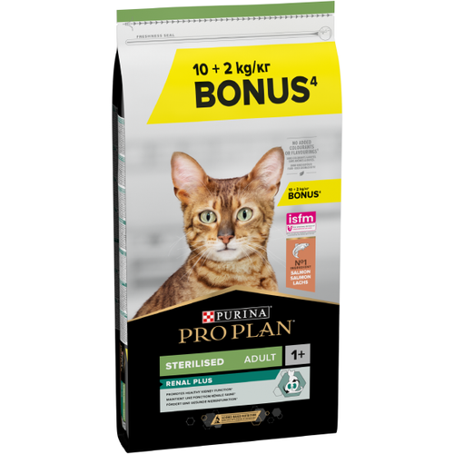 PRO PLAN® STERILISED RENAL PLUS Adult 1+, bogat în somon, hrană uscată pentru pisici