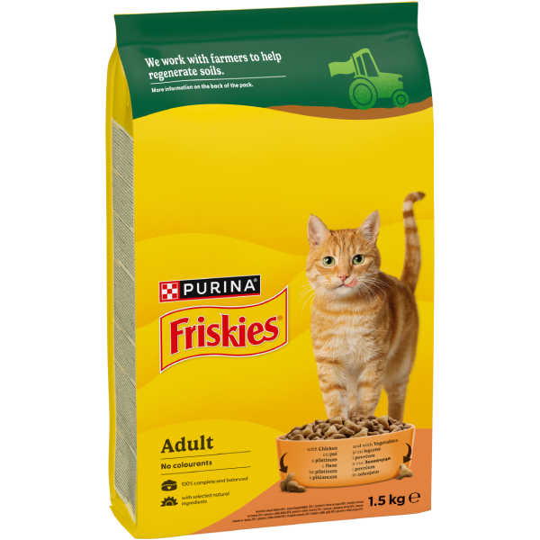 FRISKIES Hrana uscata pentru pisici Adulte, cu Pui, Ficat si Legume