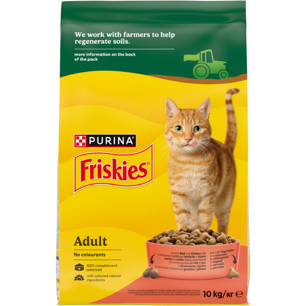 FRISKIES Hrana uscata pentru pisici Adulte, cu Carne, Pui si Legume