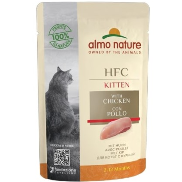 Hrana umeda pentru pisici Almo Nature HFC Kitten Complete Pui 55g - Animax