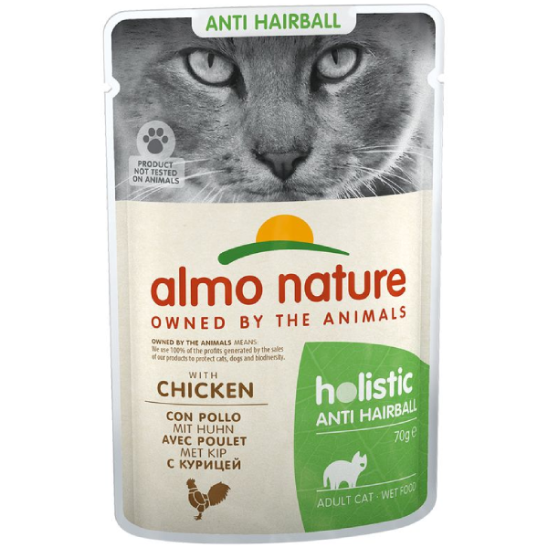 Hrana umeda pentru pisici Almo Nature Holistic Anit Hairball Vita 70g - Animax