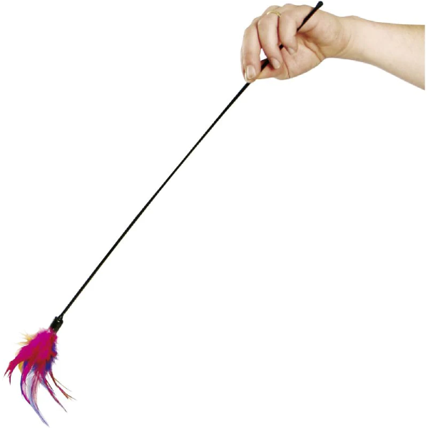 Jucarie pentru pisici Flamingo Bat cu pene 59cm - Animax