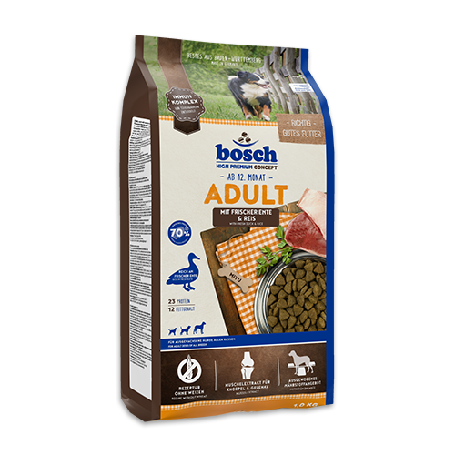 BOSCH HP Hrană uscată pentru câini adulți, cu rață și orez, 15 kg