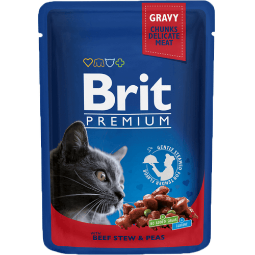 Hrana umeda pentru pisici Brit Premium cu vita si mazare 100g - Animax