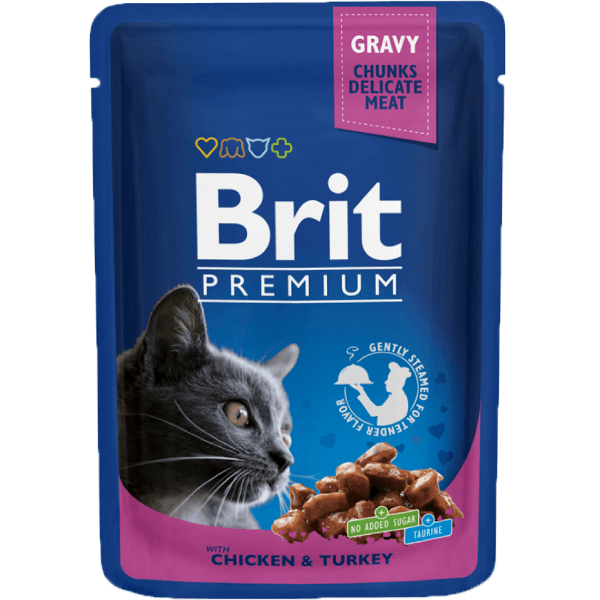 Hrana umeda pentru pisici Brit Premium cu pui si curcan 100 g - Animax