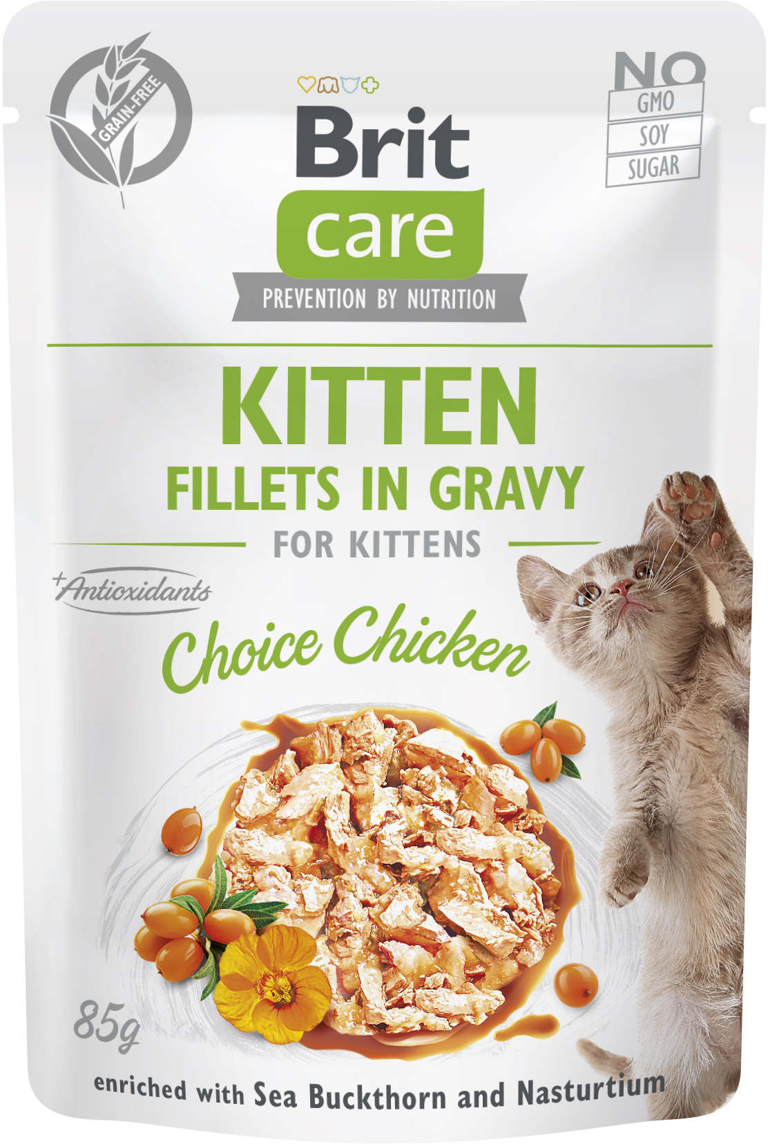 BRIT CARE Plic pentru KITTEN, File de pui in sos 85g