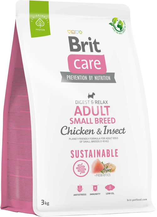 BRIT CARE Sustainable Adult Small Breed, cu Pui si Insecte 3kg