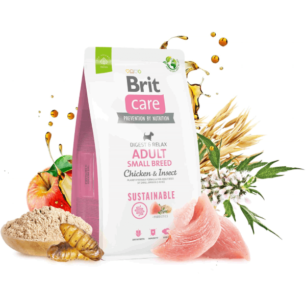 Hrana uscata pentru caini Brit Care Suistainable Adult Small Breed Pui&Insecte 3kg - Animax