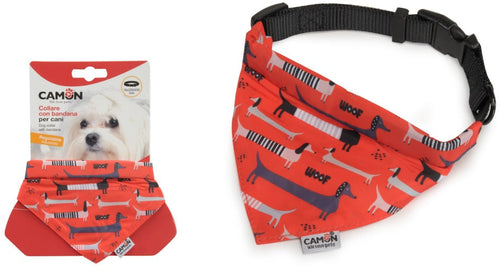 CAMON Bandana reglabila pentru caini, WOOF, Rosu